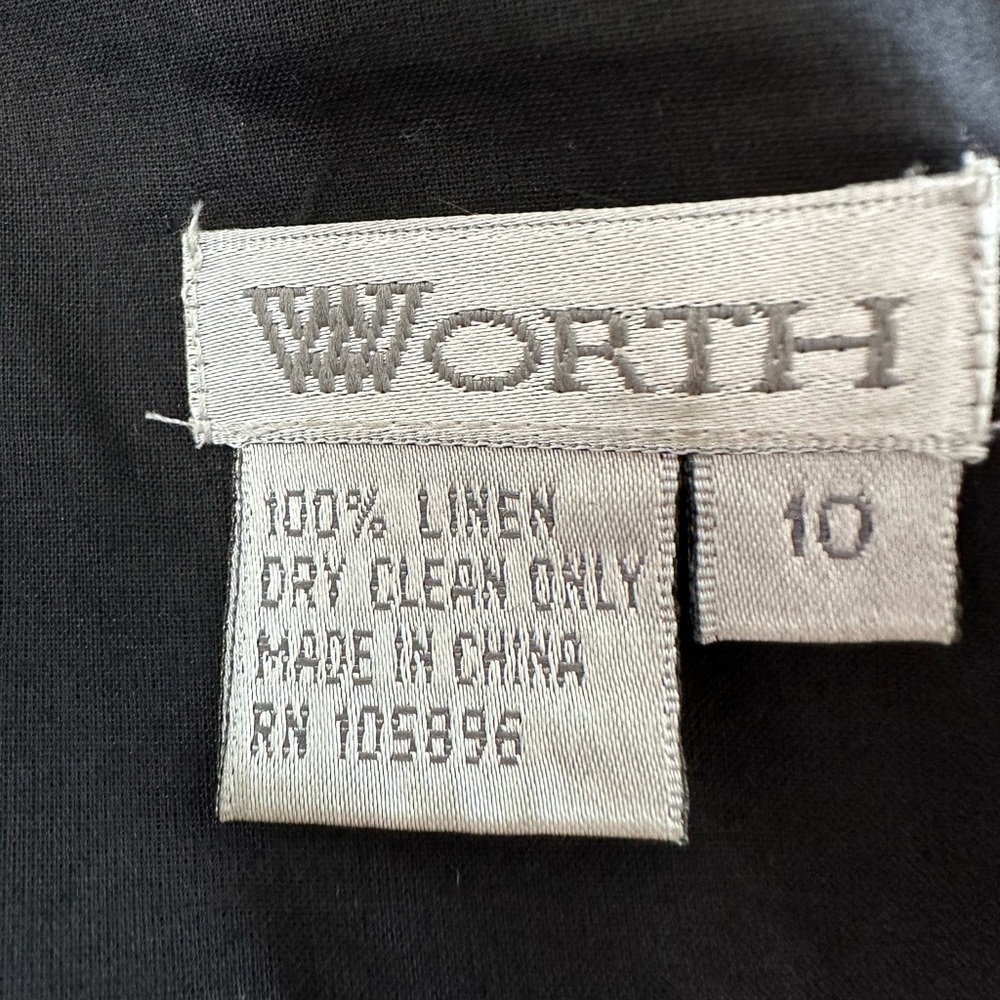 W by Worth Sleeveless Black Fitted Top, White Stitched Designs, Sash, Size 10 - Picture 8 of 9